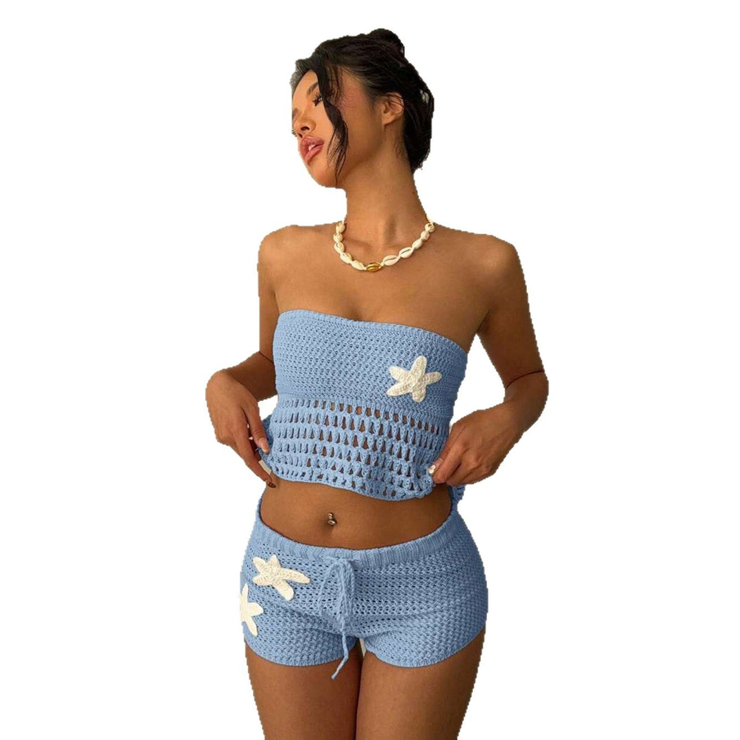 Women's crocheted beach set with adjustable top and shorts Mune Fashion