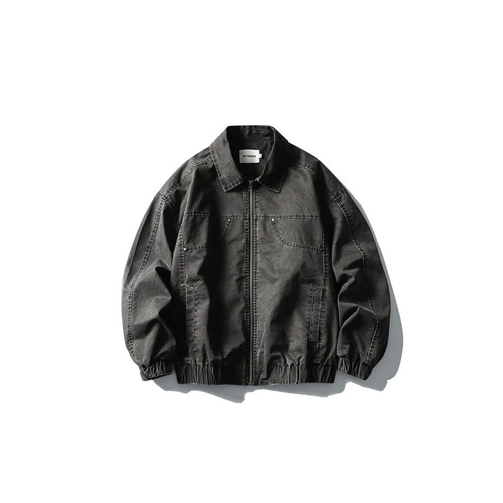 Unisex Boxy Jeans Jacket in Vintage Washed Look with Zipper and Elastic Hem Mune Fashion
