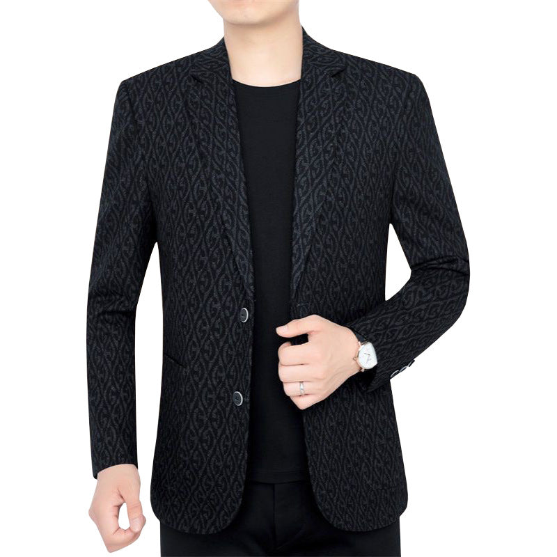 Men's Single-Breasted Jacquard Blazer with Slim Silhouette and Fine Texture Mune Fashion
