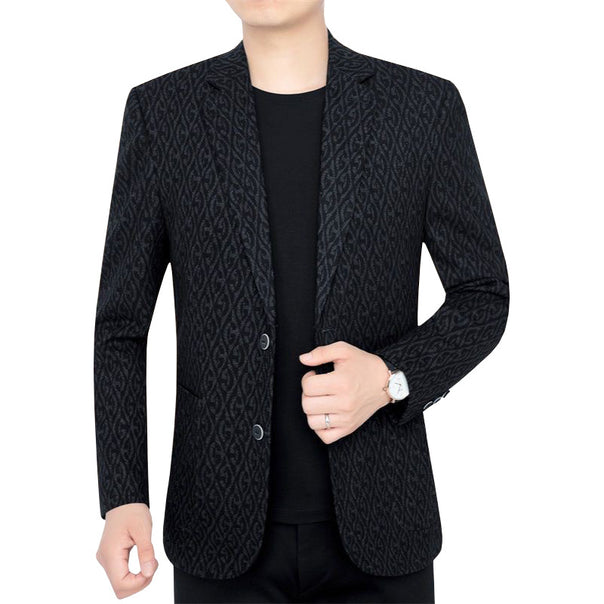 Men's Single-Breasted Jacquard Blazer with Slim Silhouette and Fine Texture Mune Fashion