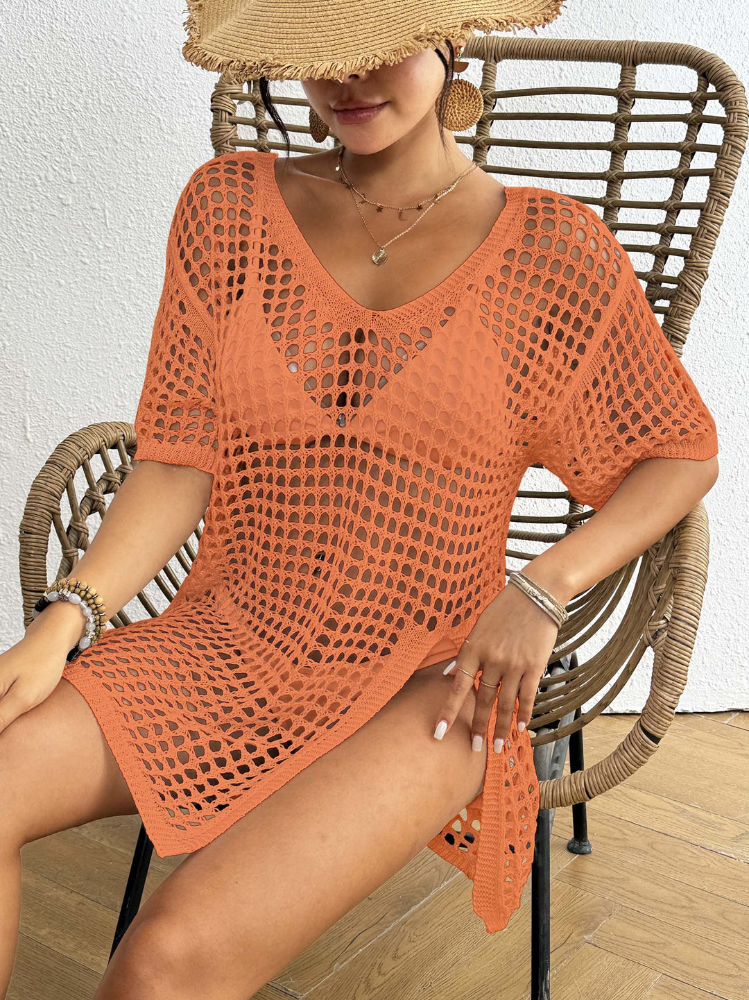 Women Net Beach Cover-Up Mune Fashion