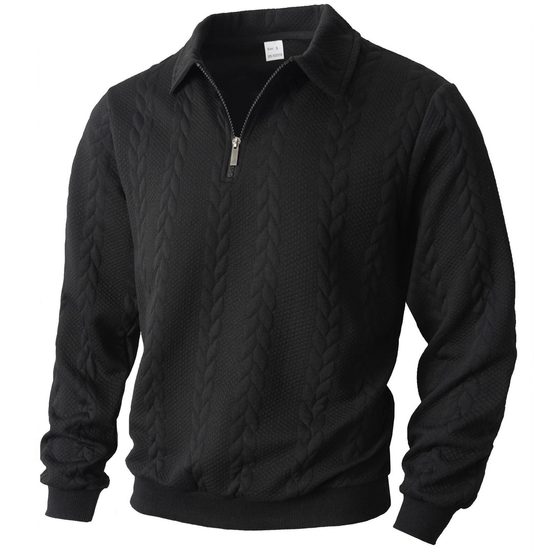Men's half-zip pullover with kent collar, cable knit structure and ribbed hem Mune Fashion