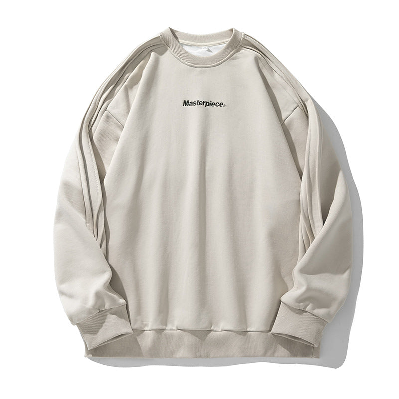 Unisex Oversize Sweatshirt in Minimalist Style with Shoulder Piping and Fine Chest Embroidery Mune Fashion