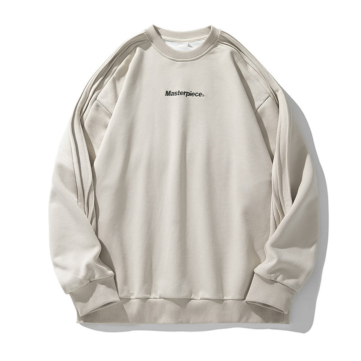 Unisex Oversize Sweatshirt in Minimalist Style with Shoulder Piping and Fine Chest Embroidery Mune Fashion