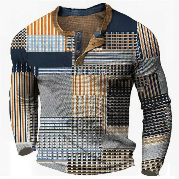 Men's sporty long-sleeve shirt with button placket Mune Fashion