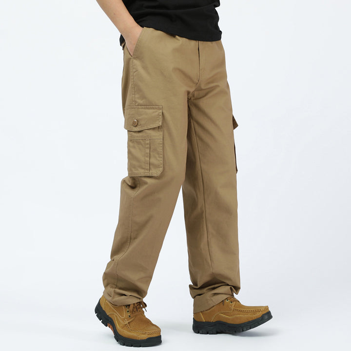 Men's Cotton Twill Cargo Pants in Relaxed Fit with Straight Leg and Large Flap Pocket Mune Fashion