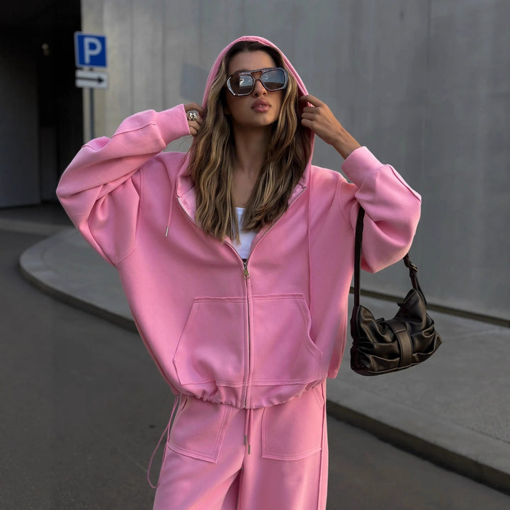 Women's oversized zip-up hoodie with kangaroo pocket Mune Fashion