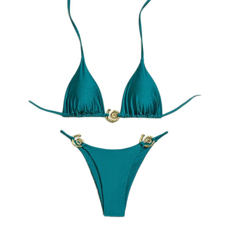 Women Triangle Bikini with Elegant Gold Details Mune Fashion