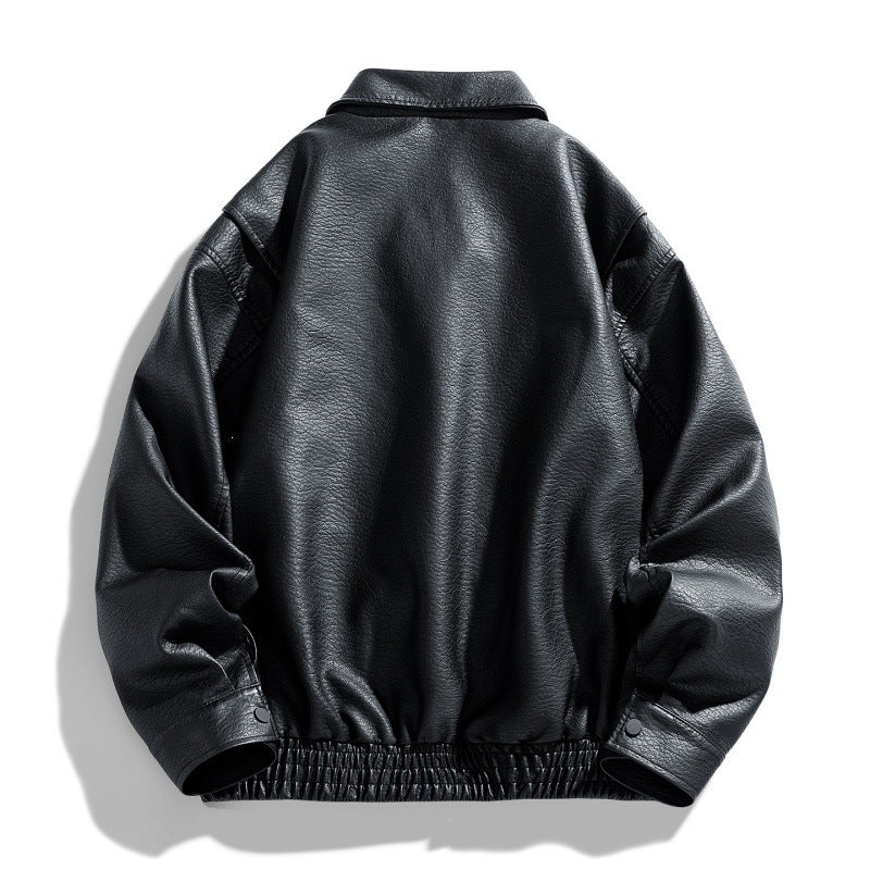 Men's Casual Faux Leather Jacket with Practical Pockets Mune Fashion
