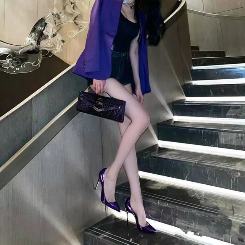 Women's Elegant Pointed Toe Patent Pumps with Slim Stiletto Heel Mune Fashion