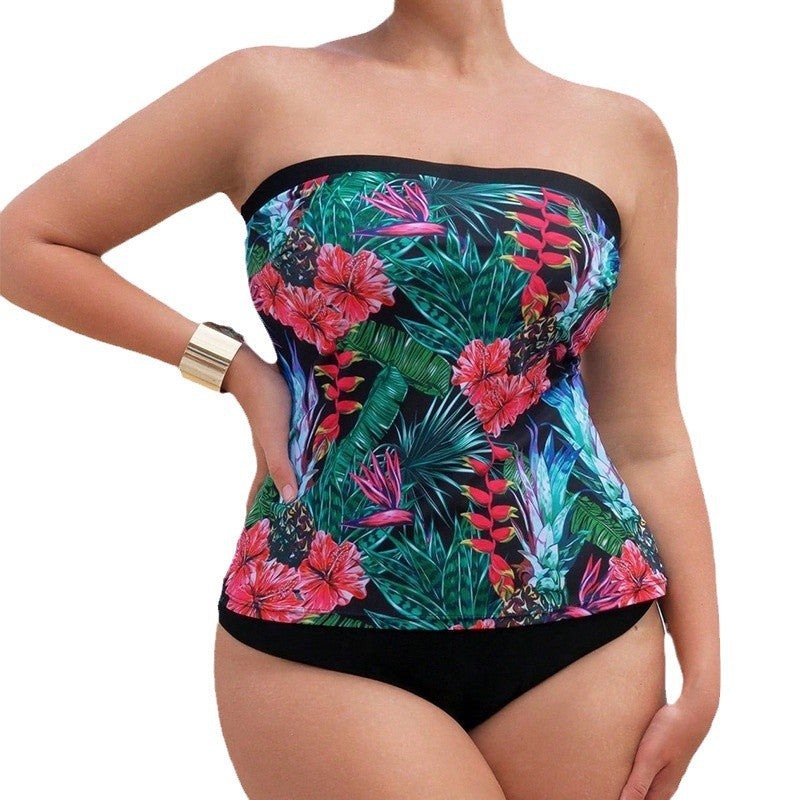 Women's bandeau bathing suit with floral pattern and high comfort Mune Fashion