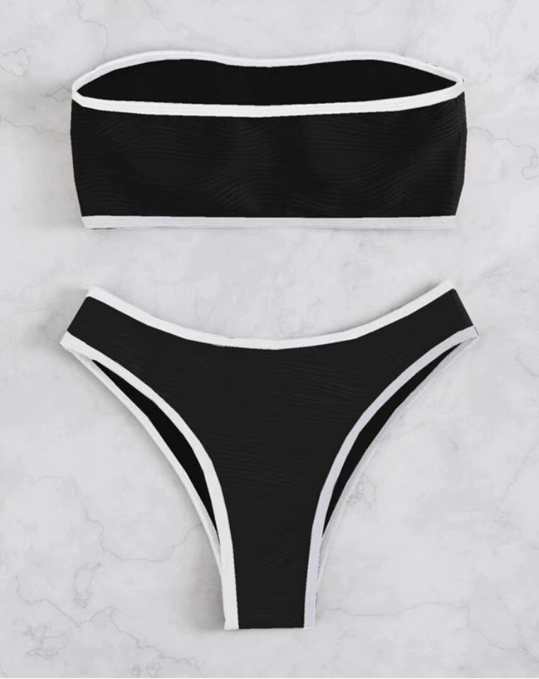 Women's bandeau bikini set with elegant wave details and sporty cut Mune Fashion