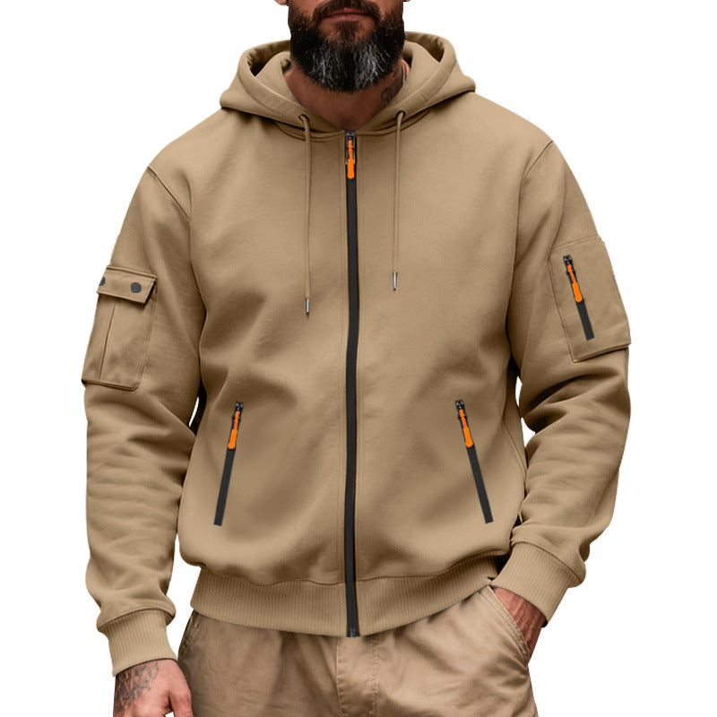 Men's functional hoodie sweat jacket with full zip and arm pocket Mune Fashion