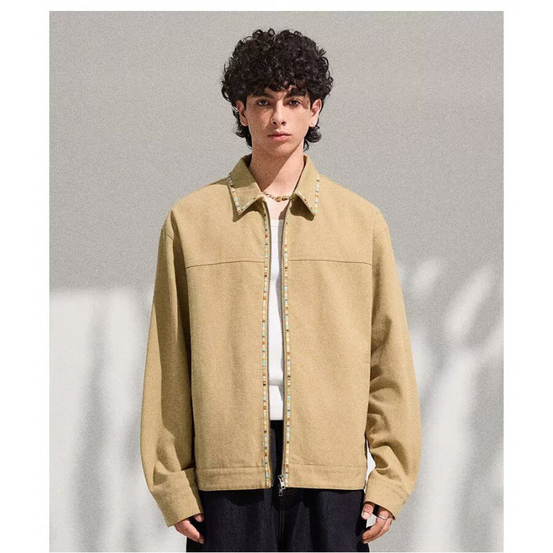 Men's Lightweight Blouson Jacket with Contrasting Trim Band Mune Fashion