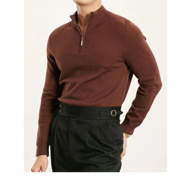 Men's luxurious fine knit half zip pullover with concealed zipper and narrow rib Mune Fashion