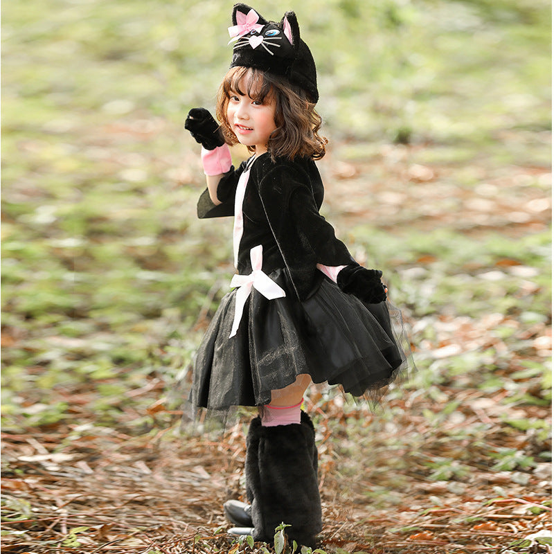 Girl's cat costume with edgy tulle layer and charming details Mune Fashion