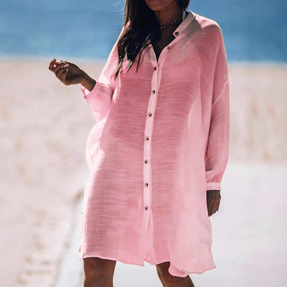 Women's lightweight and airy shirt dress with button details Mune Fashion