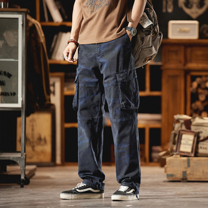 Men's Relaxed-Fit Camouflage Cargo Pants with Side Flap Pockets and Corded Hems Mune Fashion