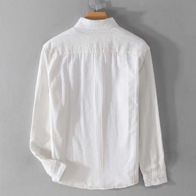 Men's lightweight structured shirt made of cotton blend with fine stripe pattern and classic collar Mune Fashion