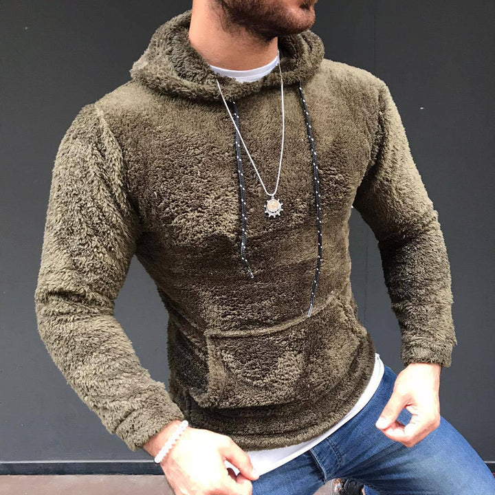 Men's Nano Teddy Plush Hoodie with Slim Fit and Kangaroo Pocket Mune Fashion