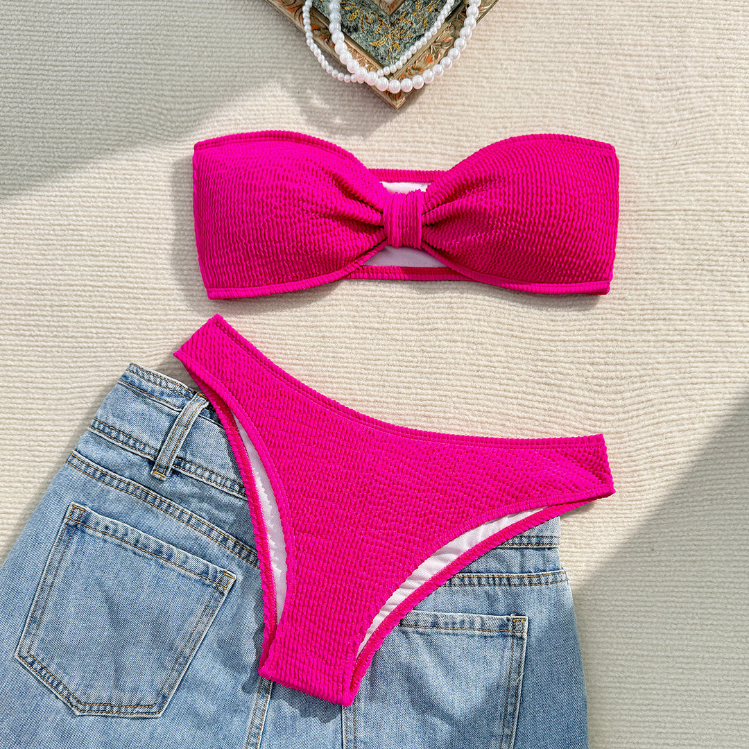 Women's bandeau bikini with structured top and high leg cut Mune Fashion