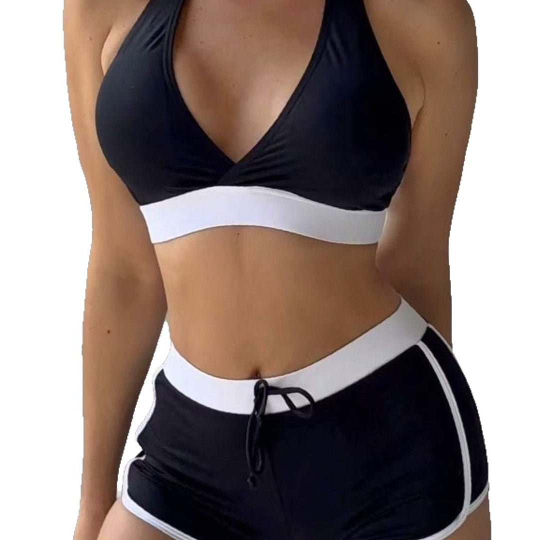Women's sporty bikini set with high-cut bottoms and fashionable halter top Mune Fashion