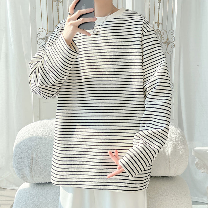Unisex Casual Striped Long Sleeve T-Shirt Mune Fashion