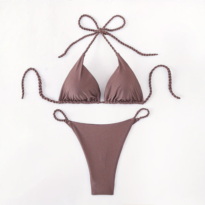 Women Triangle Bikini with Braided Straps Mune Fashion