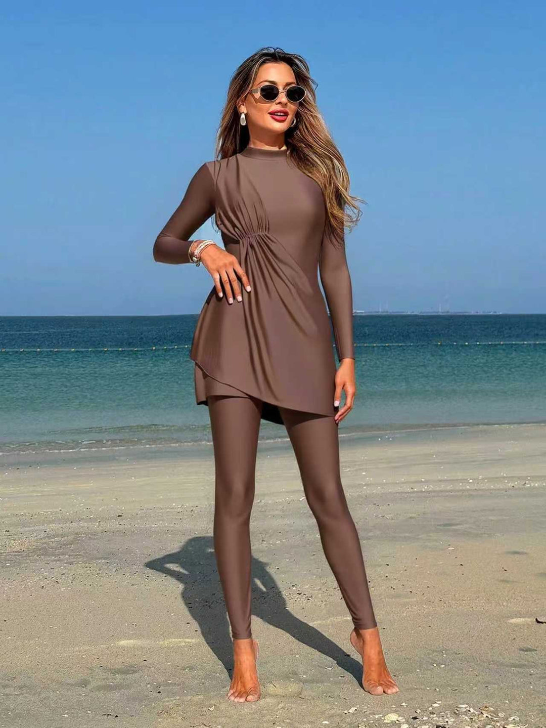 Ladies' Stylish Sport Swimsuit with Asymmetrical Skirt Mune Fashion