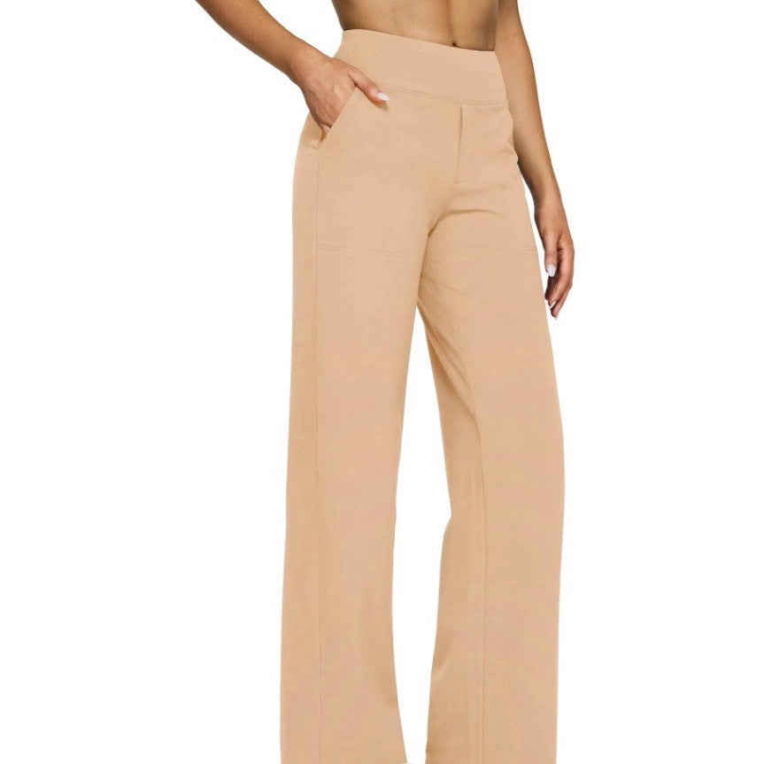 Women wide-cut Palazzo pants with high-cut comfort waistband and side pockets Mune Fashion