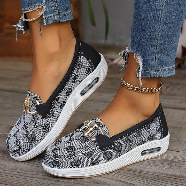 Damen Mokassin-Slipper mit luftgepolsterter Plateausohle und Zier-Bit Mune Fashion