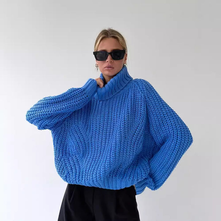 Women's Oversized Chunky Knit Sweater with Turtleneck and Loose Fit Mune Fashion