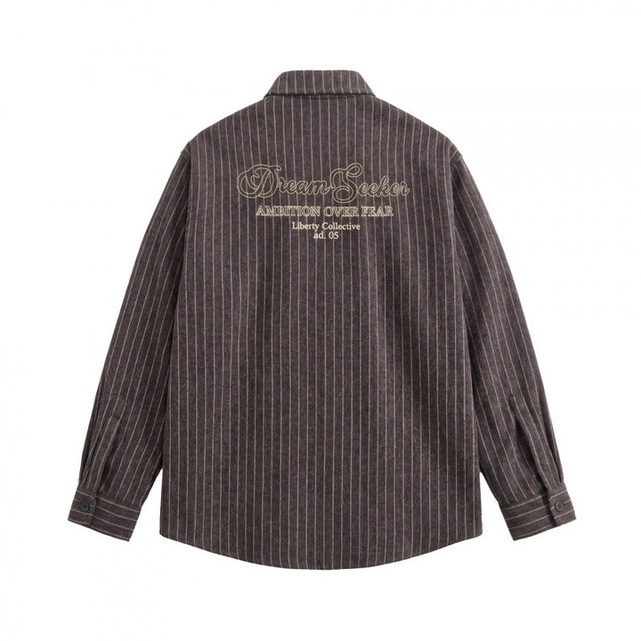Unisex Overshirt Shirt Jacket with Pinstripes and Patch Pocket Mune Fashion