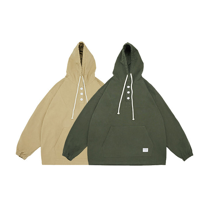Unisex Oversized Hoodie with Button Placket, Kangaroo Pocket and Elastic Cuffs Mune Fashion