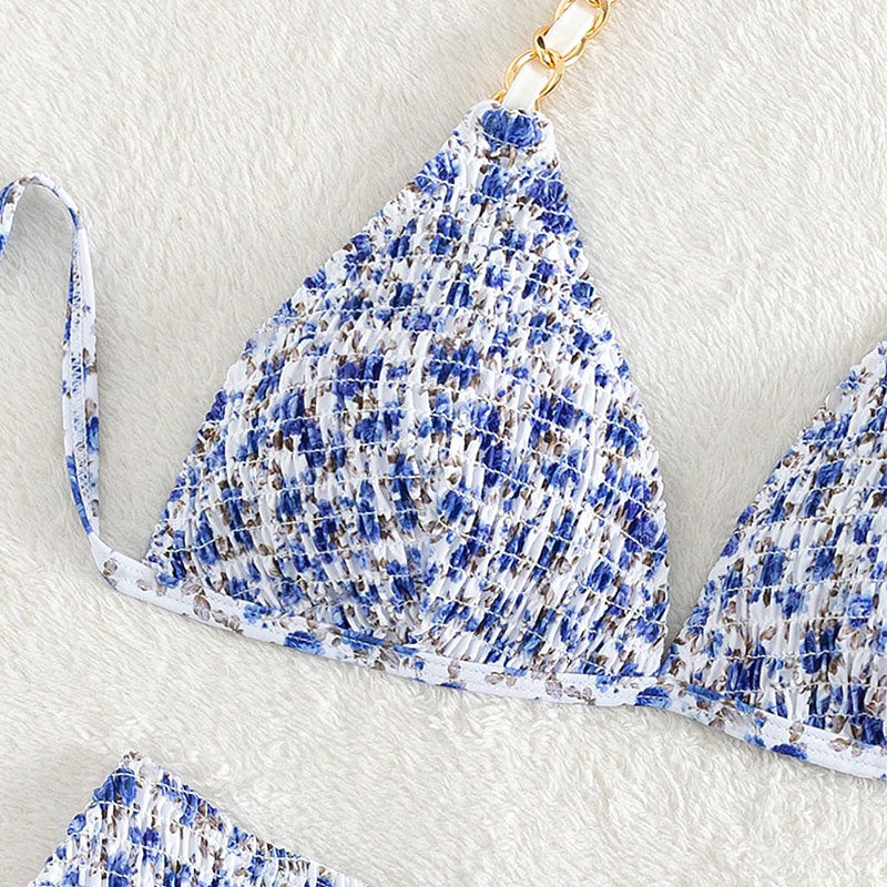 Women's triangle bikini with subtle chain accent and high cut Mune Fashion