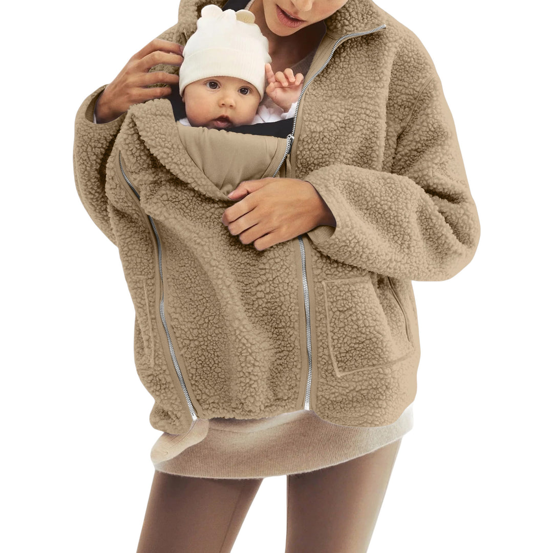 Women's oversized teddy fleece jacket with stand-up collar and full-length zipper Mune Fashion