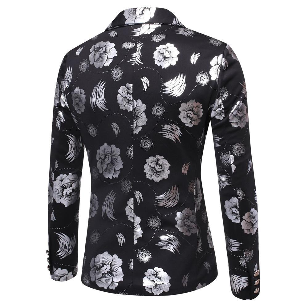 Men's Tailored Satin Blazer with Floral Jacquard and Shawl Collar Mune Fashion