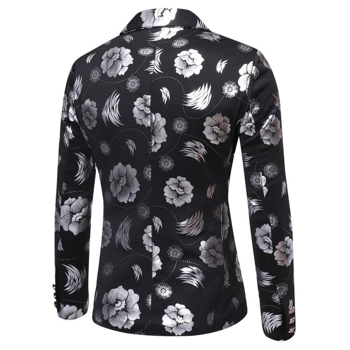Men's Tailored Satin Blazer with Floral Jacquard and Shawl Collar Mune Fashion