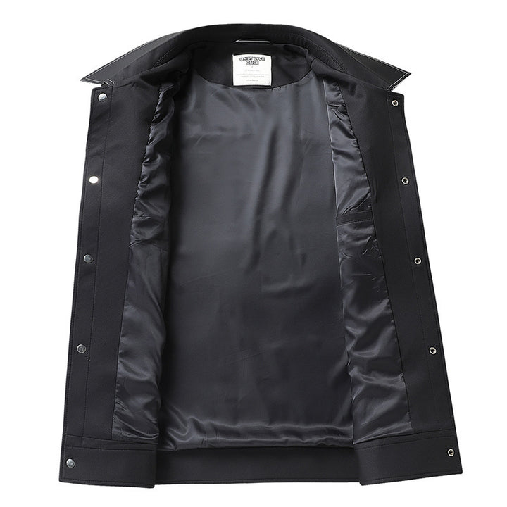 Men's shirt jacket in leather look with applied chest pockets and snap button placket Mune Fashion