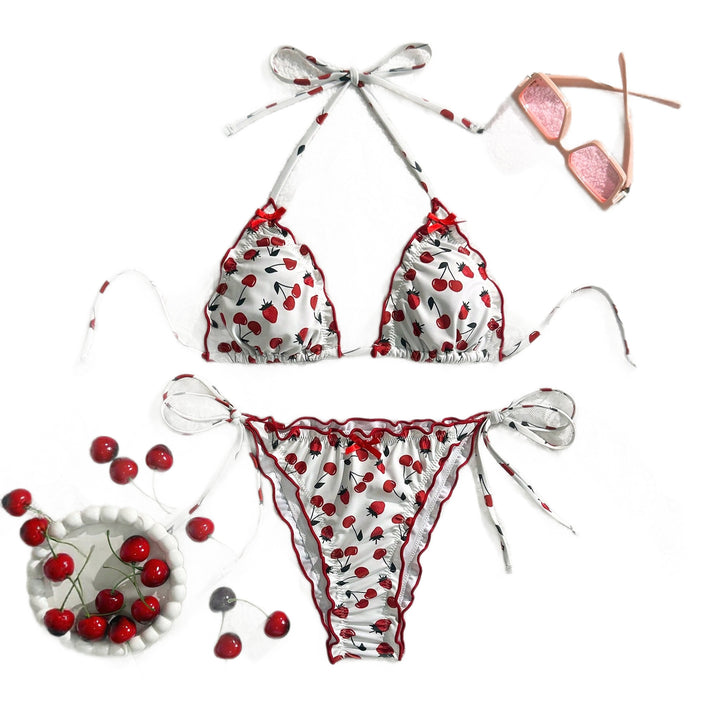Women's Triangle Bikini with playful cherry pattern Mune Fashion
