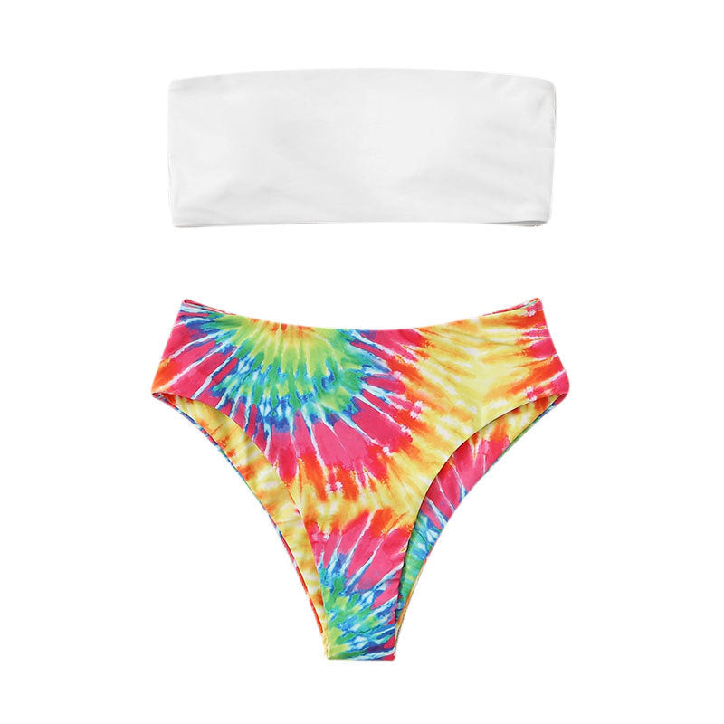 Women's Bandeau Bikini Set with Stylish Tie-Dye Design Mune Fashion