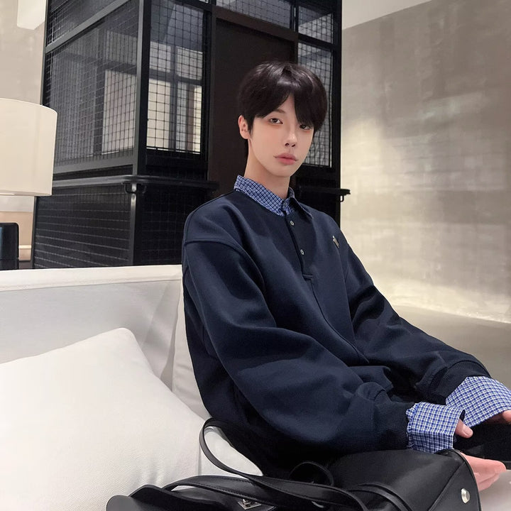 Men's Casual Oversized Sweater with Collar Mune Fashion