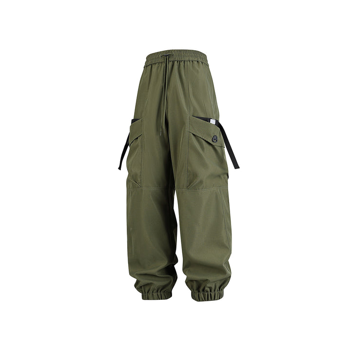 Unisex Wide Technical CargoJogging Pants with adjustable drawstring, large flap pockets, and elastic ankle cuffs Drune