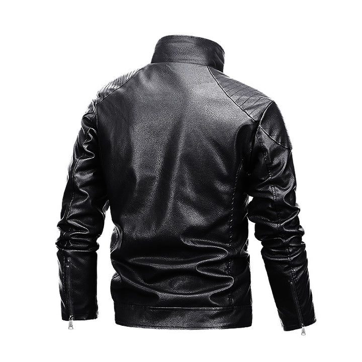 Men's Aviator Leather Look Blouson with Sherpa Collar and Asymmetric Double Zipper Mune Fashion
