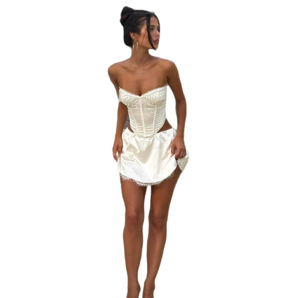 Women Lace Bustier and Mini Skirt Set Mune Fashion