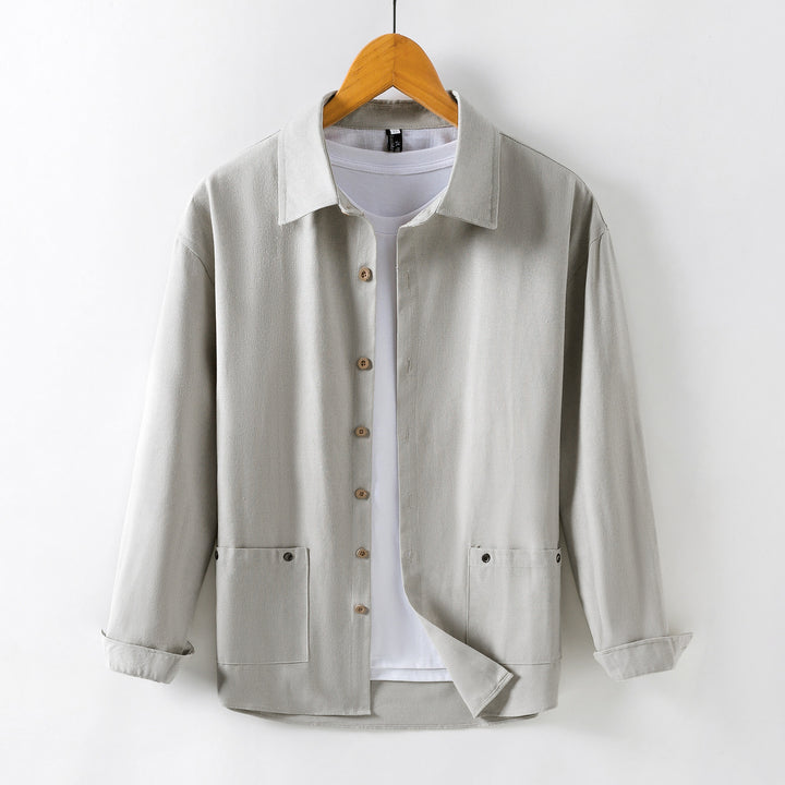 Men's Lightweight Overshirt-Jacket made of Linen Blend with Patch Pockets Mune Fashion