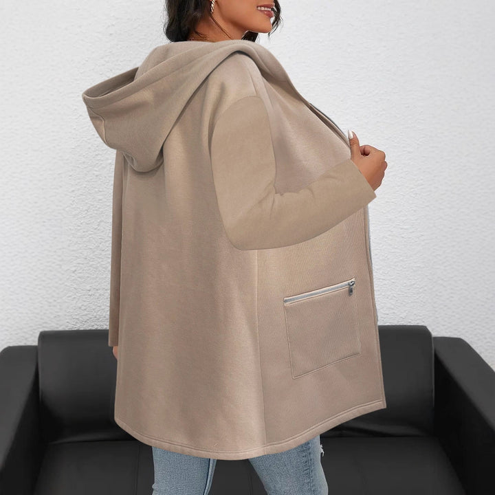 Women Longline Oversize Jacket with Full Zip and Zipper Pockets Mune Fashion