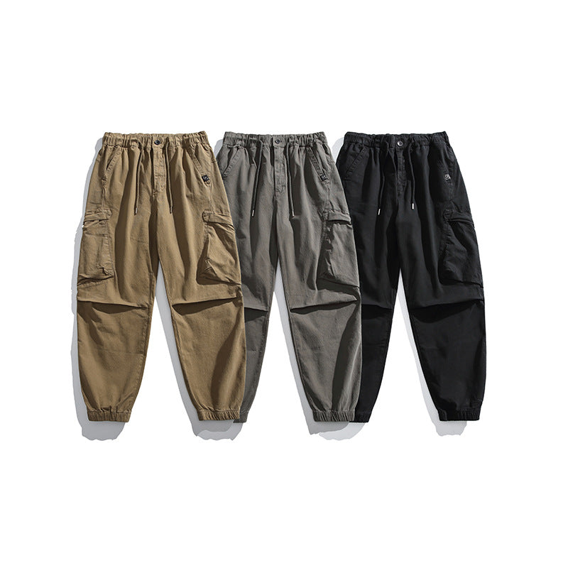 Men's Loose-Fit Utility Cargo Pants with Drawstring Waist, Knee Panels and Large Flap Pockets Mune Fashion
