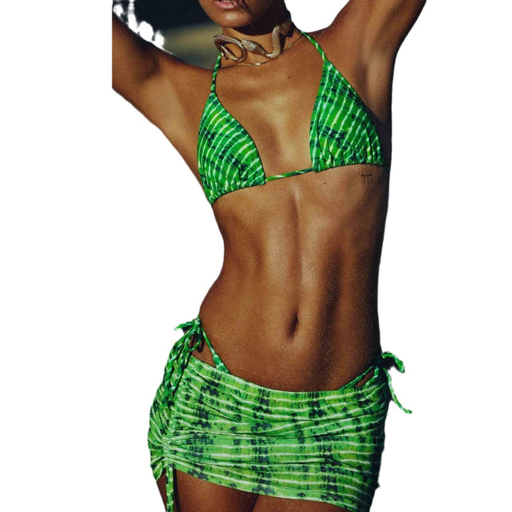 Women's triangle bikini set with fashionable wrap skirt Mune Fashion