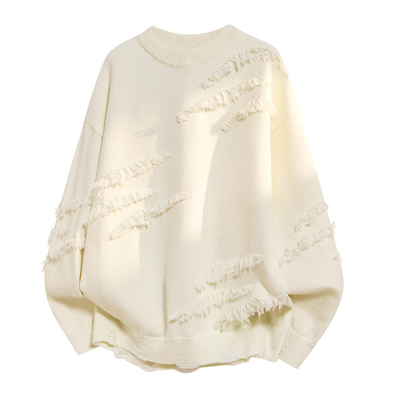 Women's Oversized Knitted Sweater with Fringes